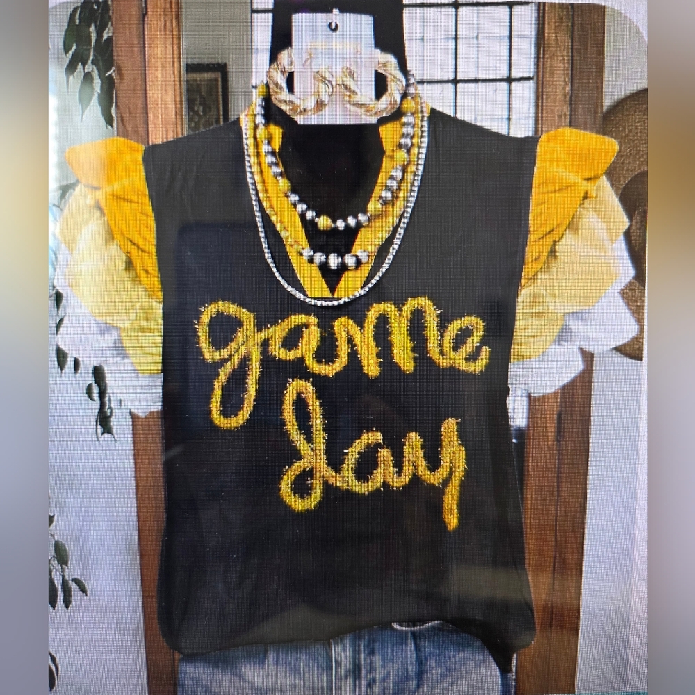 FAB! Black and Yellow Game Day Top Only
